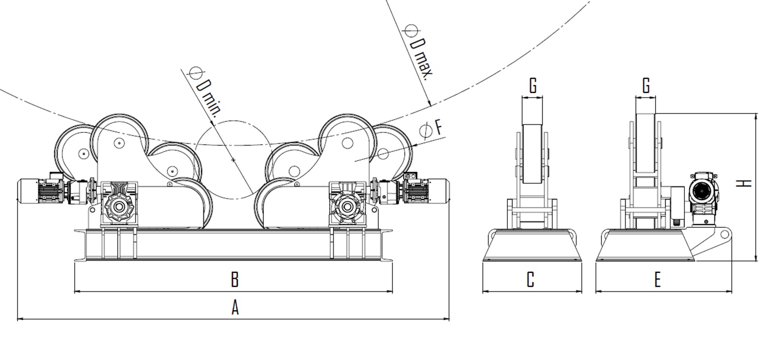 Obrotniki rolkowe samonastawne MOST MSR schemat